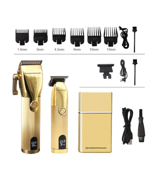 GOLD PRO hair clipper pack with liner and shaver barberpreneurs